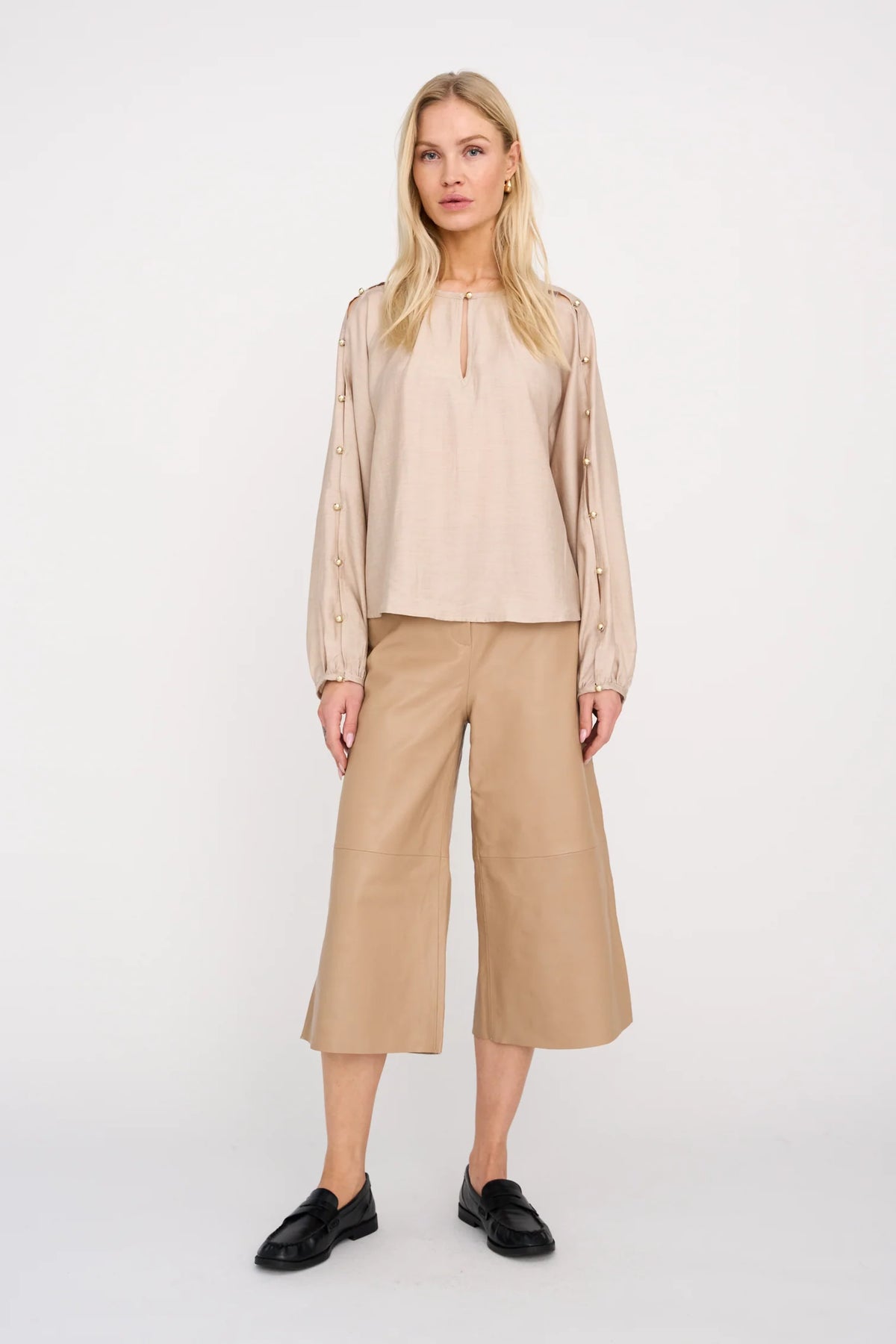 Pieszak Lanni Leather Culotte Pant in Camel