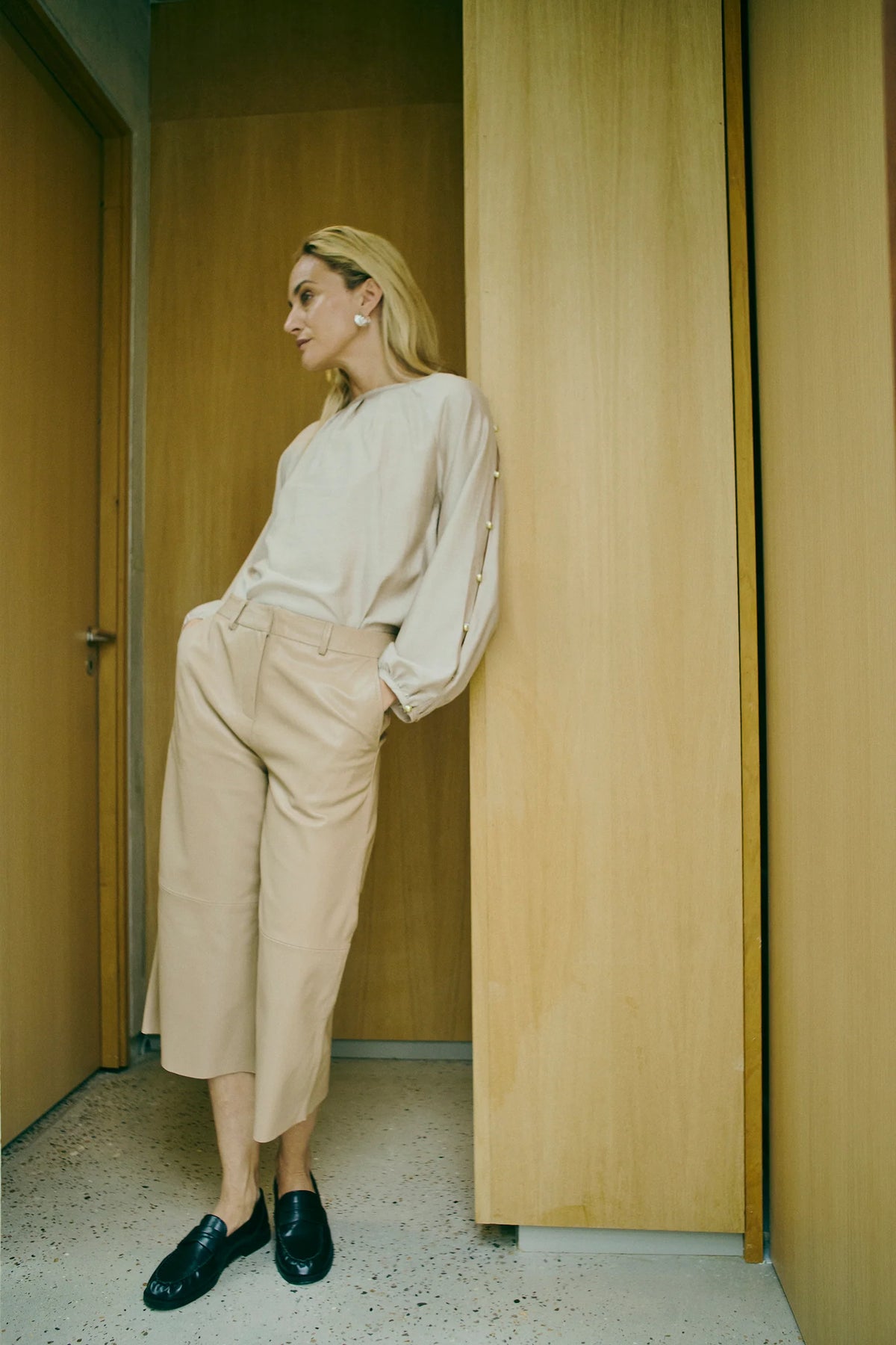 Pieszak Lanni Leather Culotte Pant in Camel