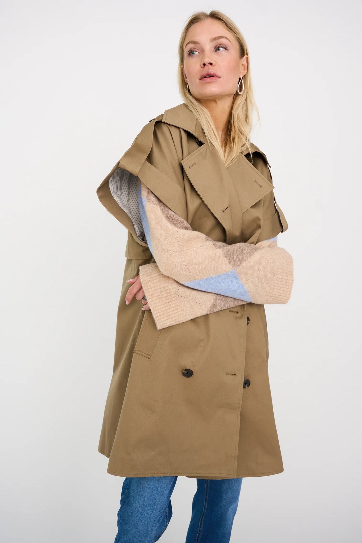 Pieszak Nico Trench Jacket in Lead Brown