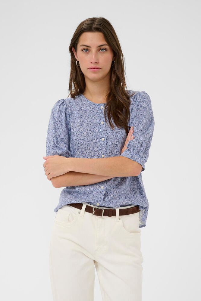 Part Two Azra Shirt in Blue Wallpaper Stripe
