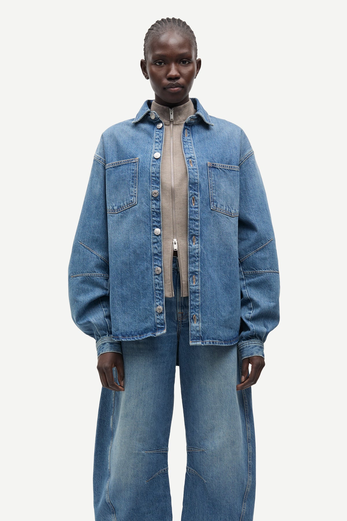 Samsoe Samsoe Saharp Seam shirt in Sephia blue