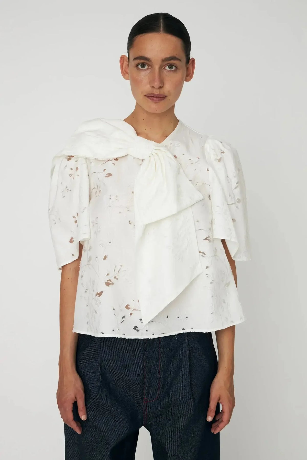 Stella Nova Festive Blouse With Bow In White