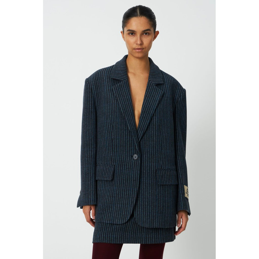 Stella Nova Checked Oversized Blazer in Blue Checks