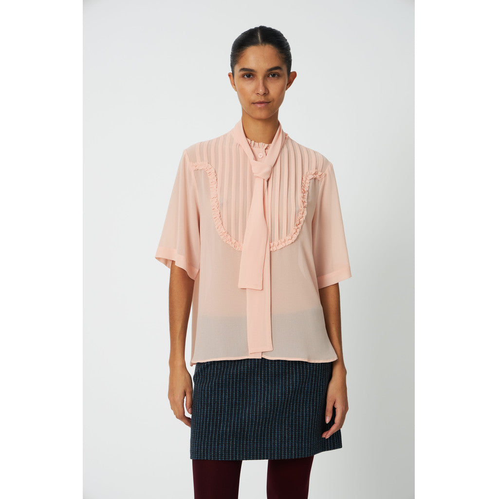 Stella Nova Chiffon Shirt with Tie Band in Soft Pink