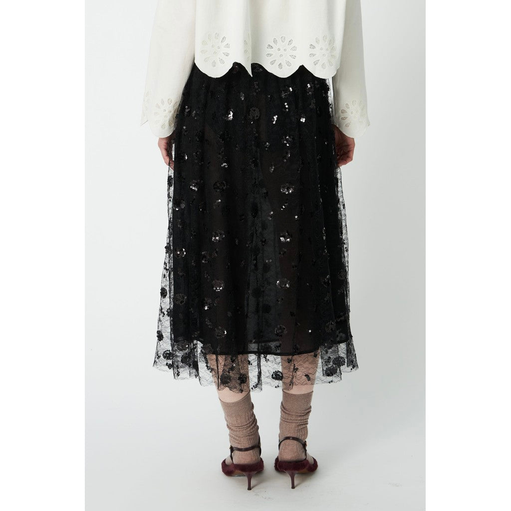 Stella Nova Sequins Mesh Skirt in Black