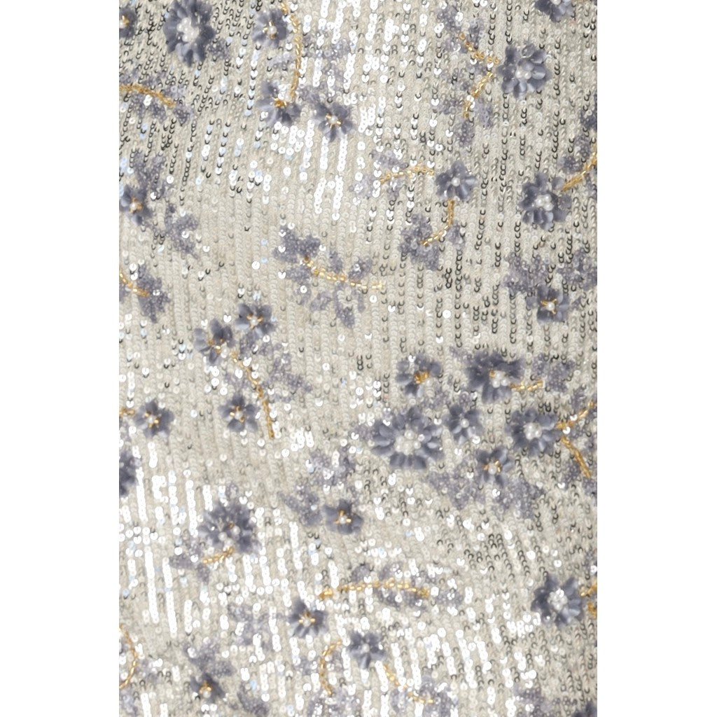 Stella Nova Sequins Flower Skirt in Pearl Silver