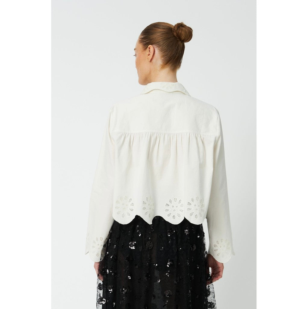 Stella Nova Shirt in White with Embroidery Anglaise Detail