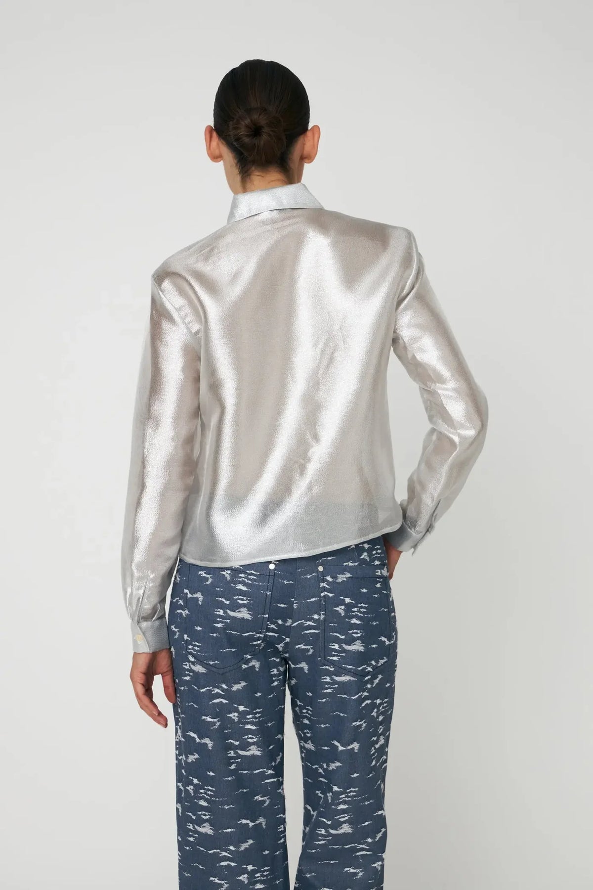 Stella Nova Silver Crisp Shirt In Pearl Silver