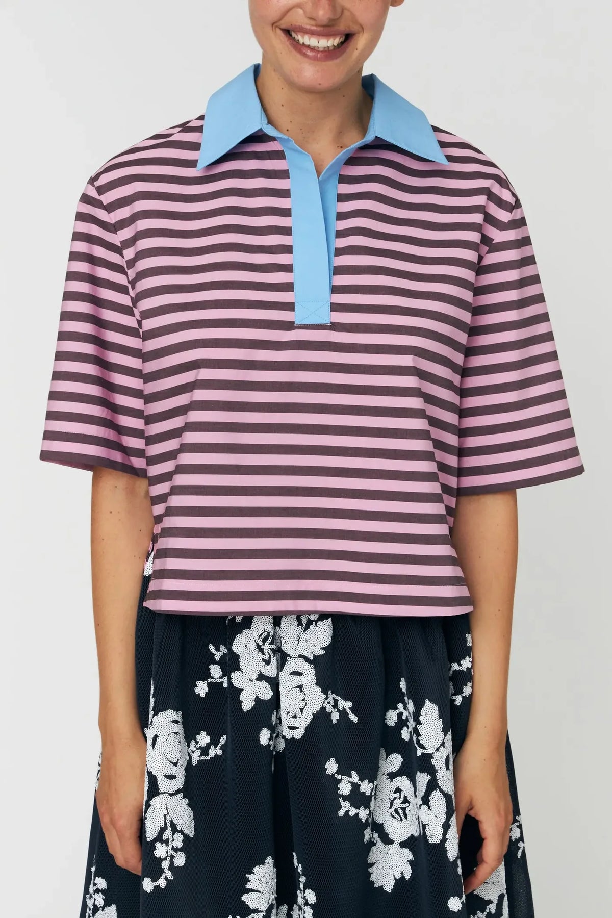 Stella Nova Striped Cotton Shirt In Purple