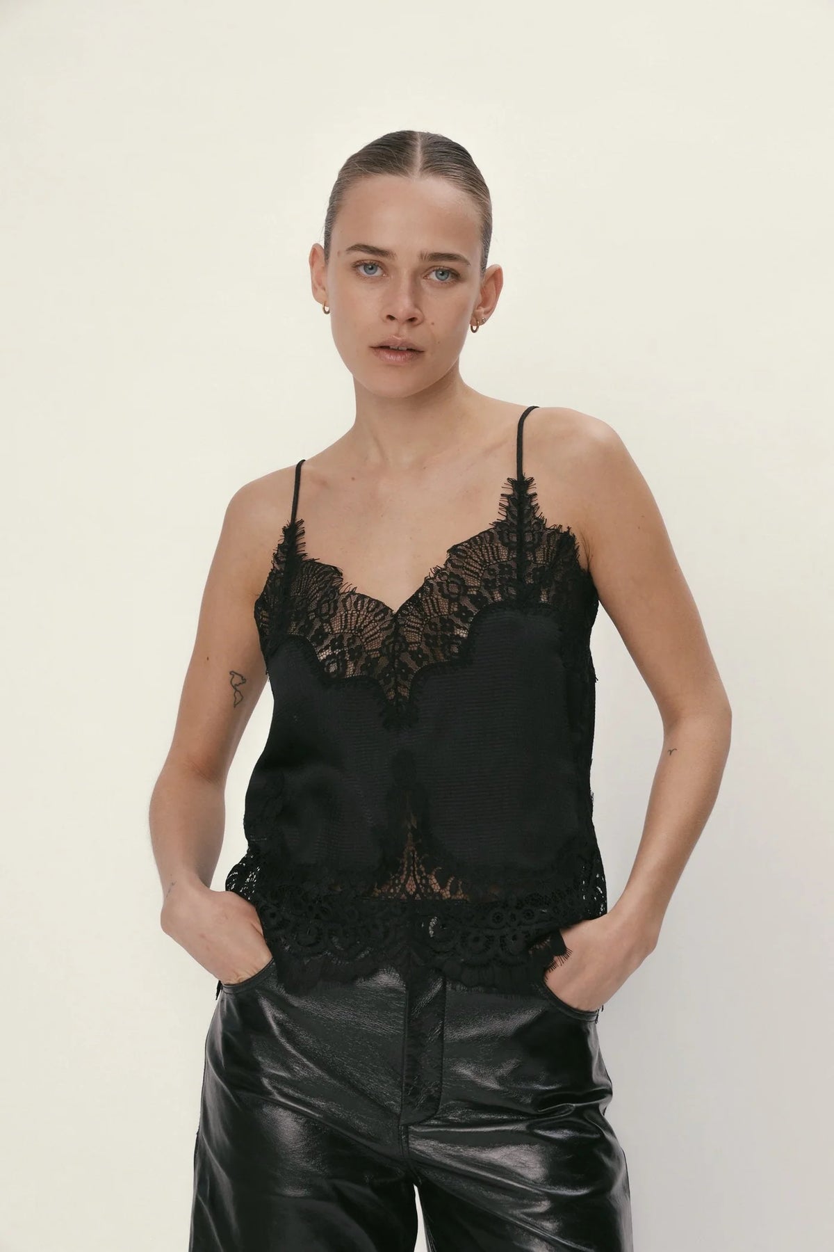 Stella Nova Underlayer Lace top in Black
