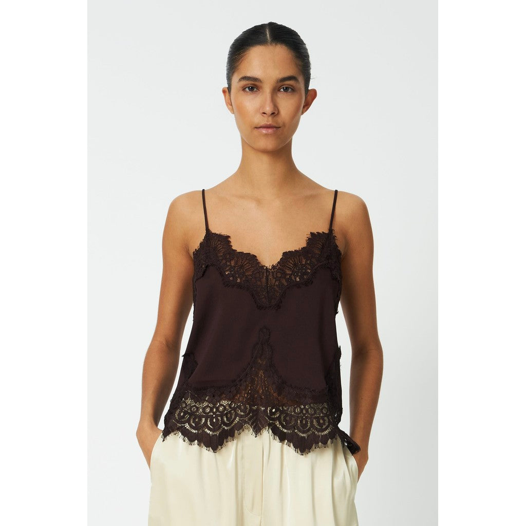 Stella Nova Underlayer Lace Top in Dark Brown