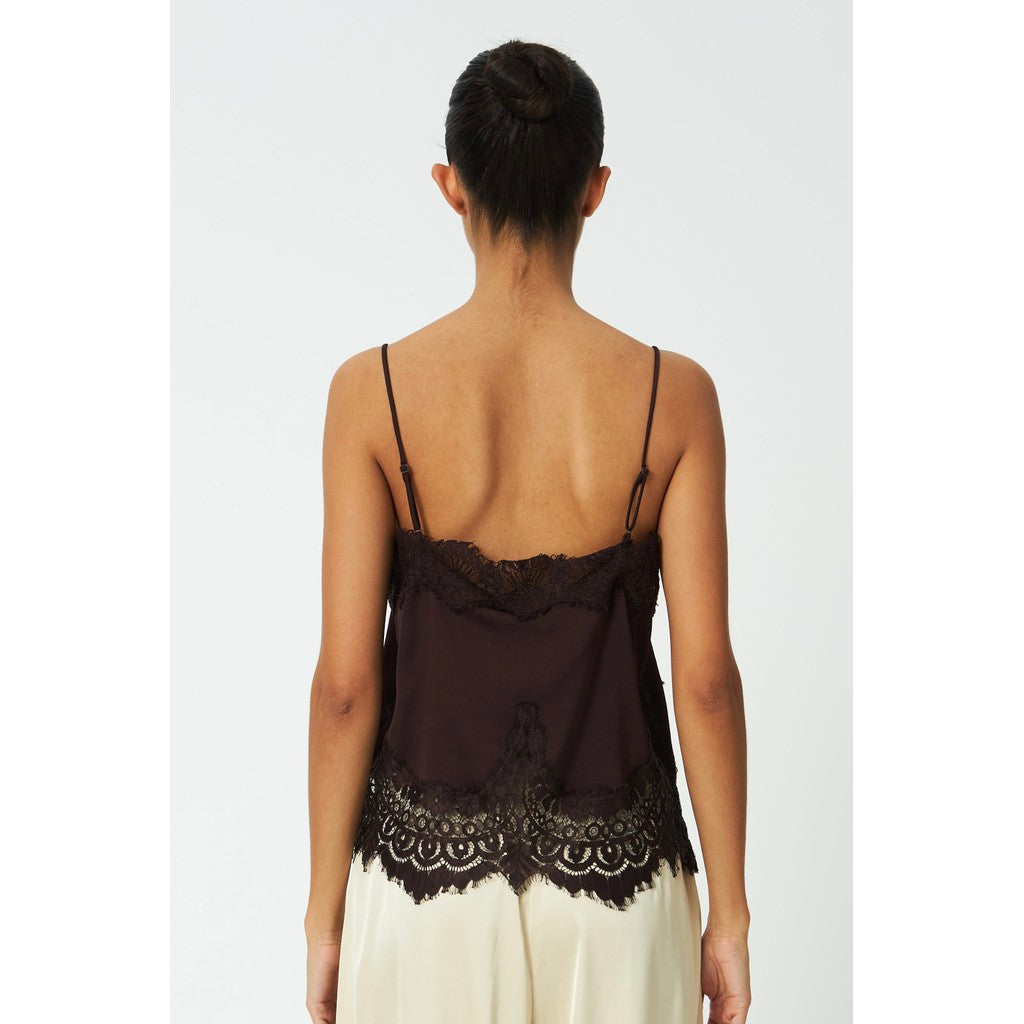 Stella Nova Underlayer Lace Top in Dark Brown