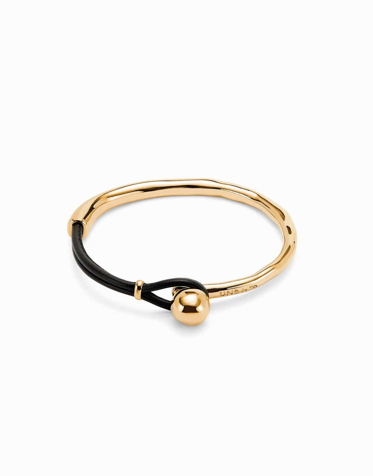 Uno De 50 18k Gold  Plated Bracelet with Chocolate Leather