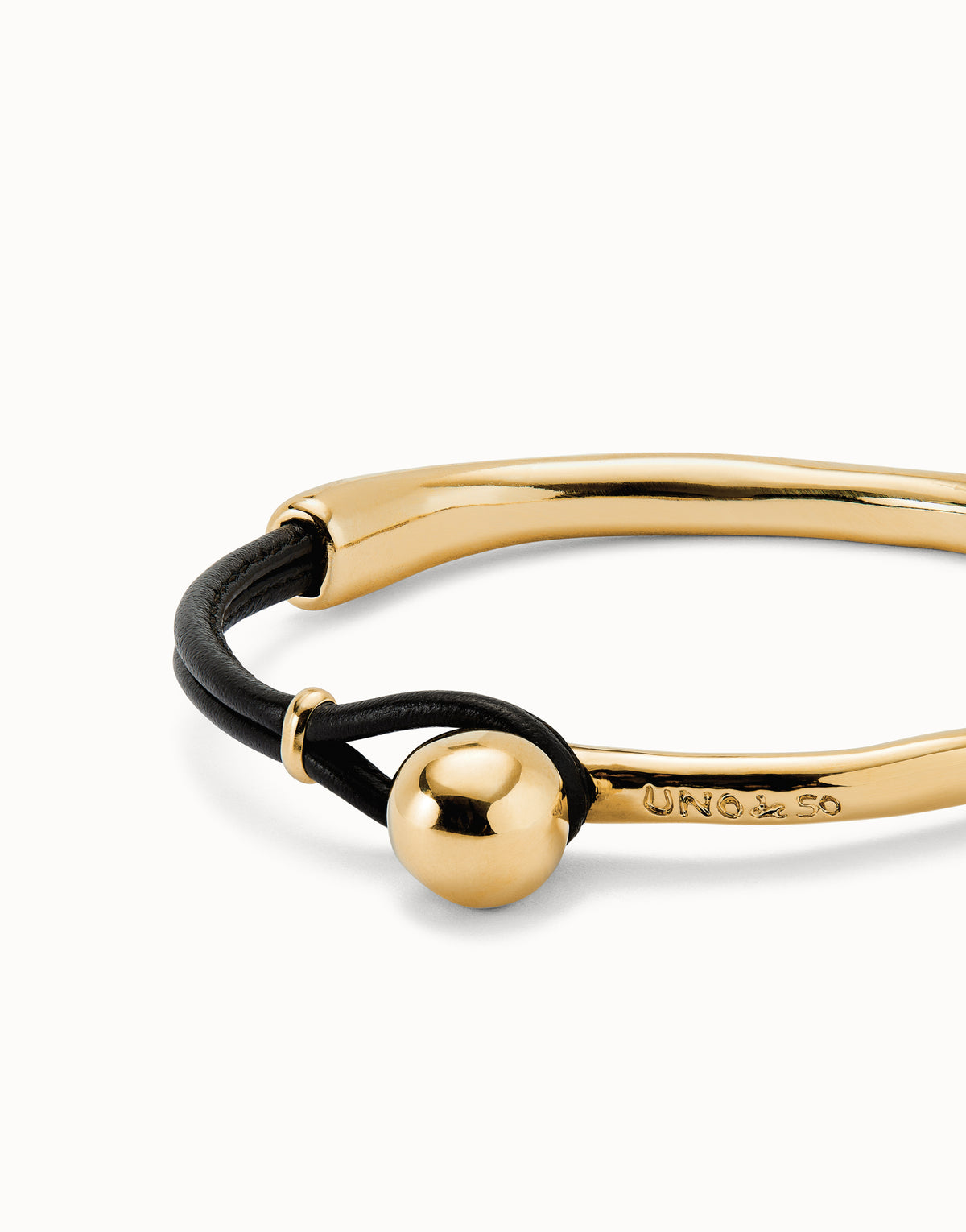 Uno De 50 18k Gold  Plated Bracelet with Chocolate Leather