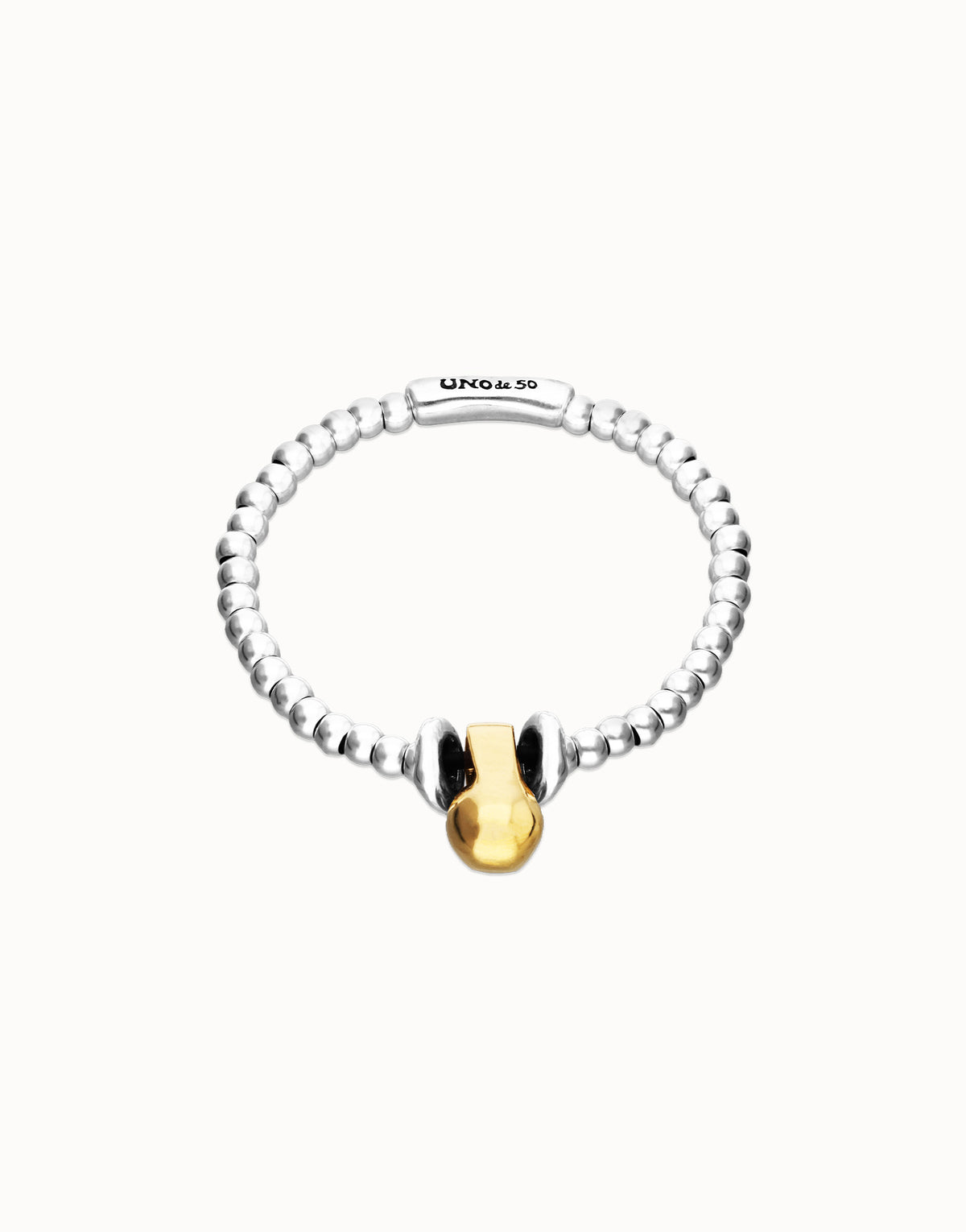 Uno De 50 Sterling Silver plated Bracelet with Gold Detail