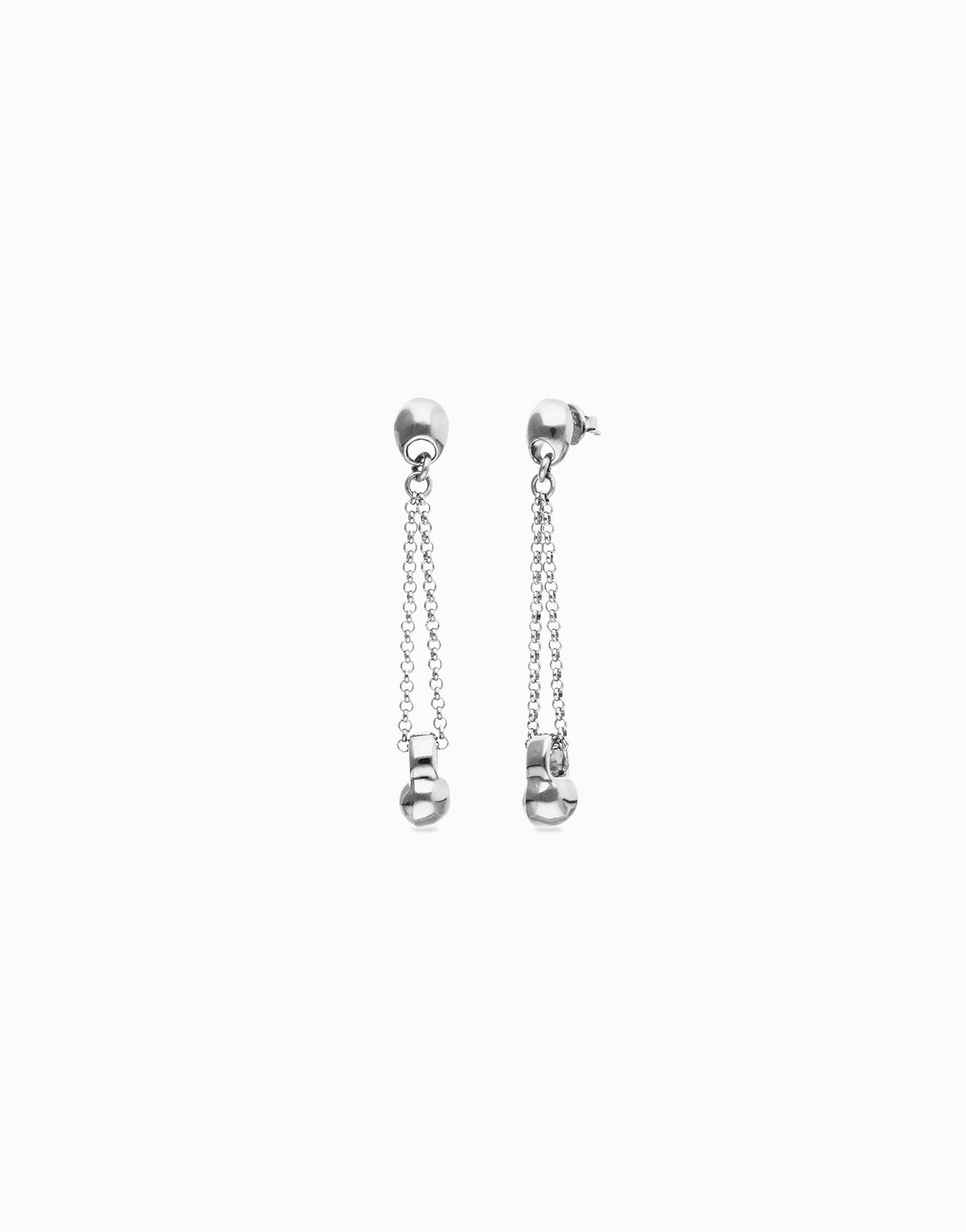Uno De 50 Long Chain Earrings in Sterling Silver Plate