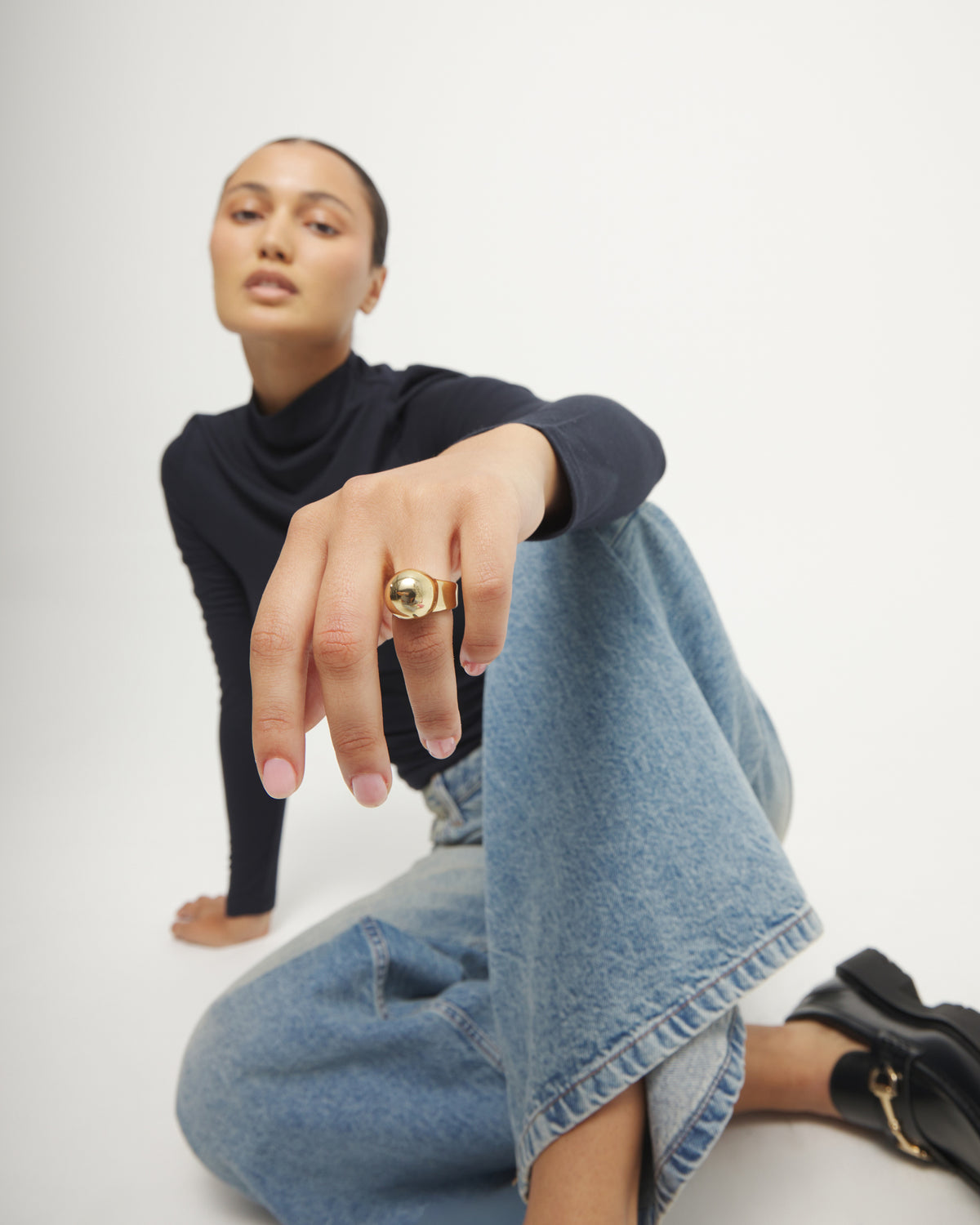 Uno De 50 Ball Ring in 18K Gold Plate