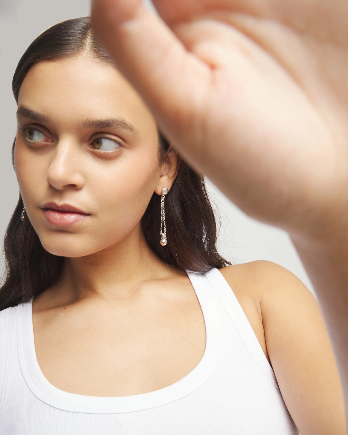 Uno De 50 Long Chain Earrings in Sterling Silver Plate