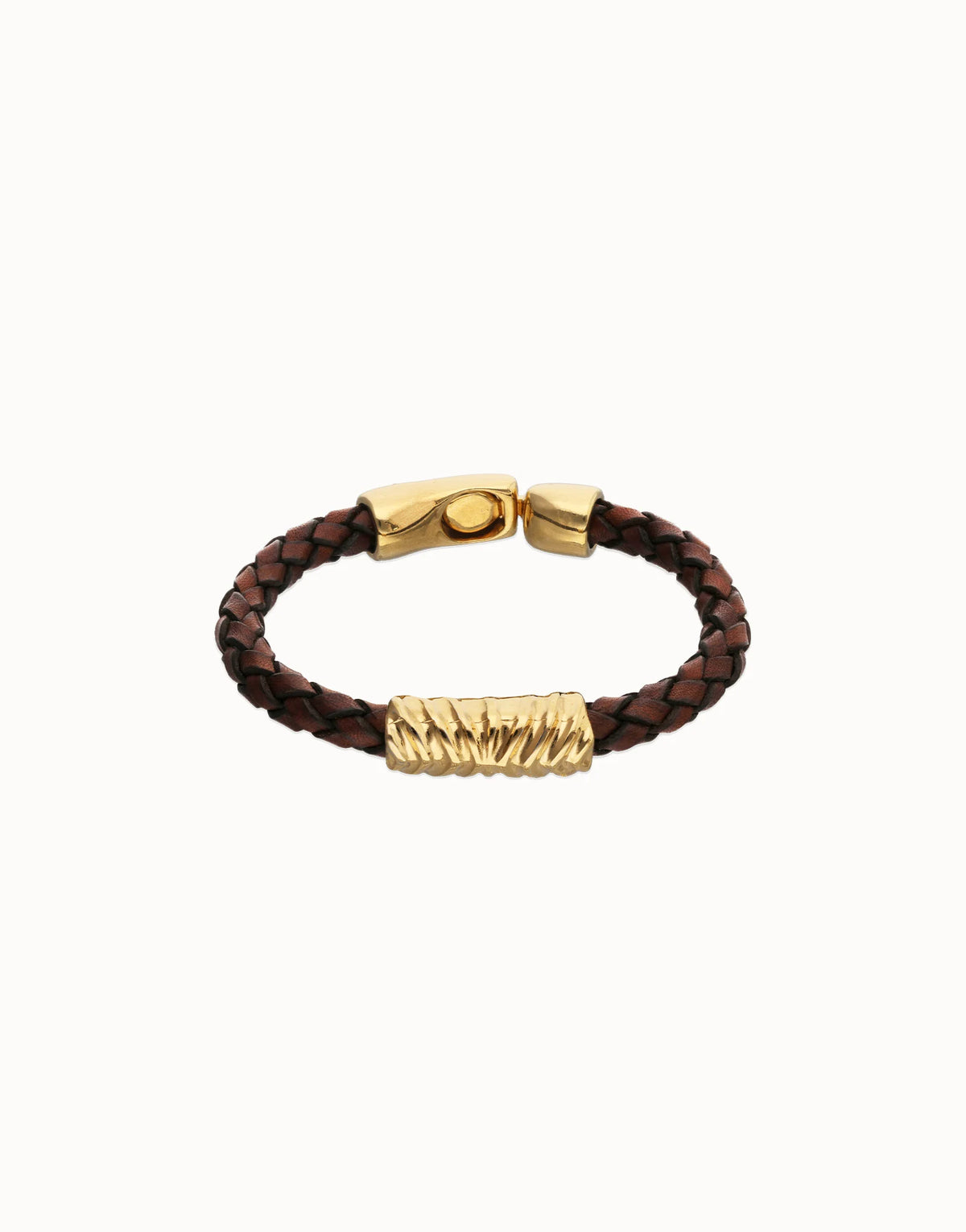 Uno De 50 Leather Braided Bracelet with Metal Detail