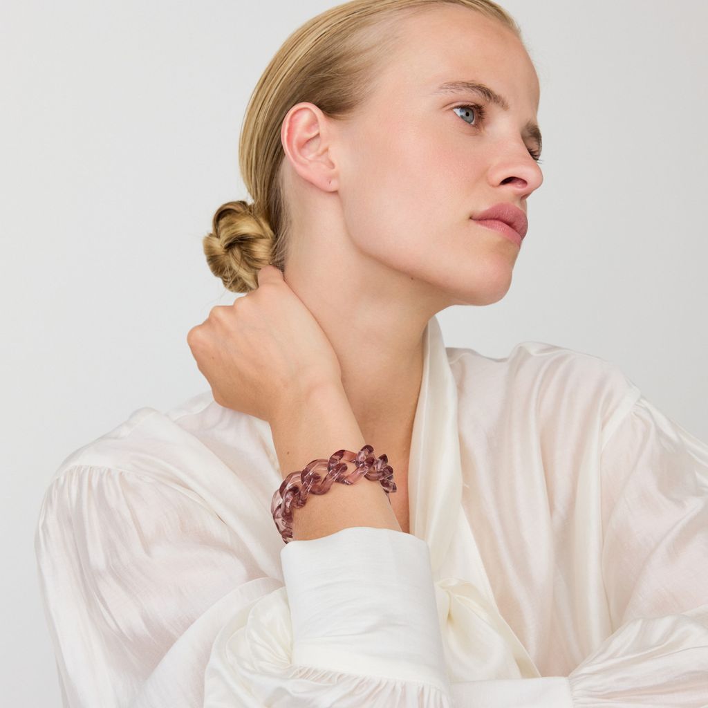 Vanessa Baroni Flat Chain Bracelet in Clear taupe