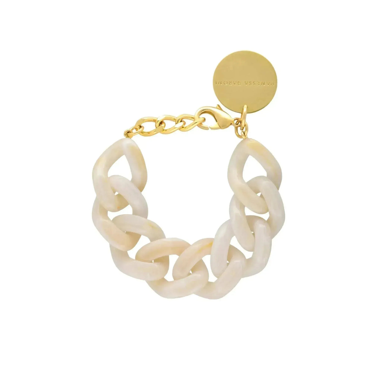 Vanessa Baroni Great Flat Chain Bracelet in Pearl Marble