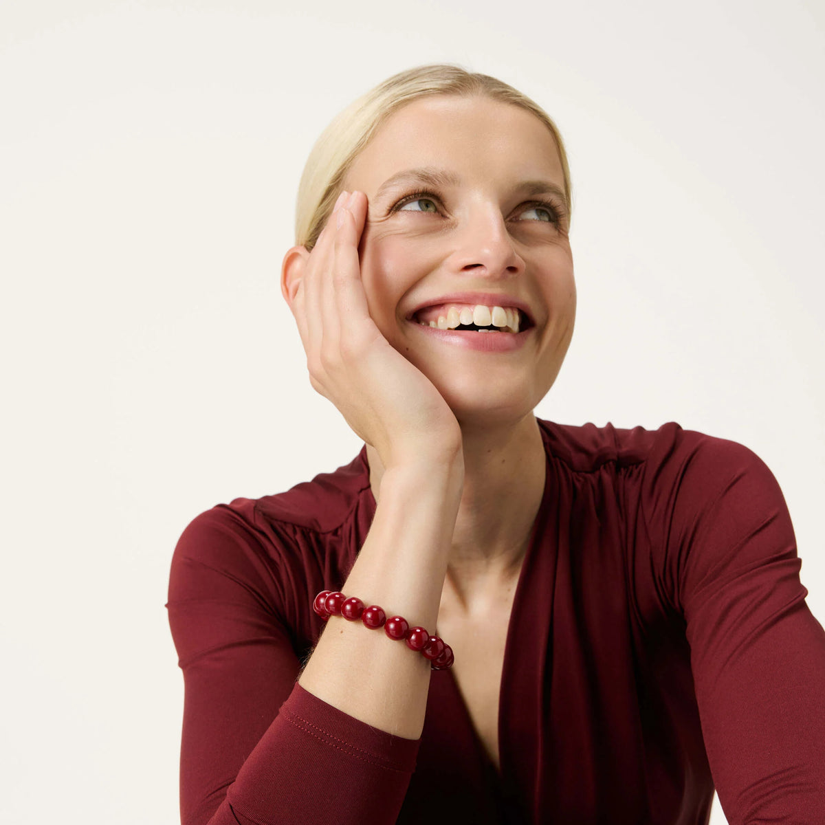 Vanessa Baroni Mini Beads Flex Bracelet in Bordeaux