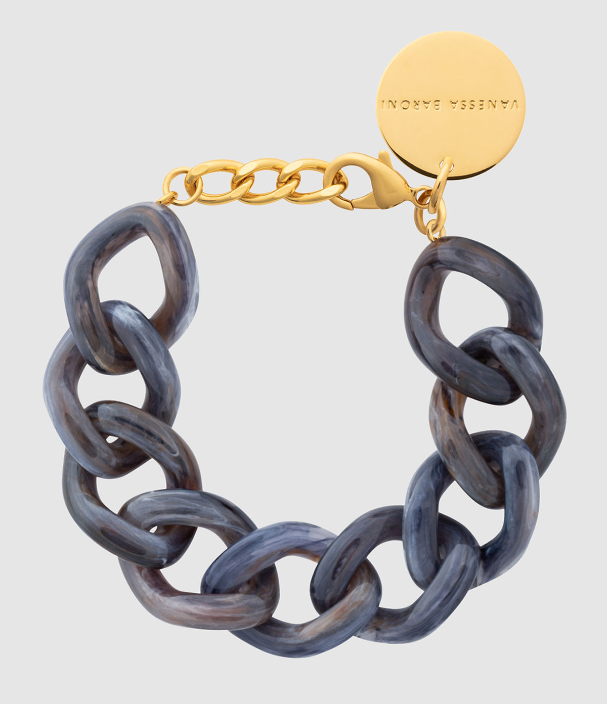 Vanessa Baroni Great Flat Chain Bracelet in Blue Jeans Marble