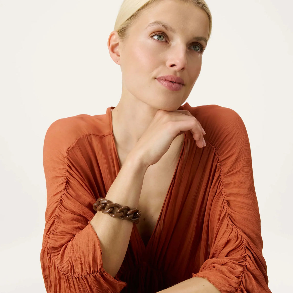 Vanessa Baroni Flat Chain Bracelet in Chocolate Brown