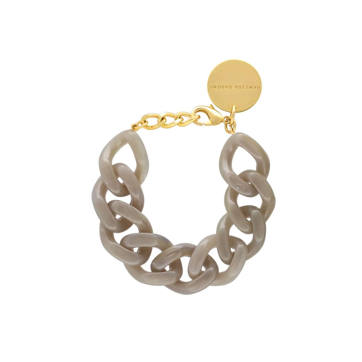 Vanessa Baroni Flat Chain Bracelet in Greige Marble