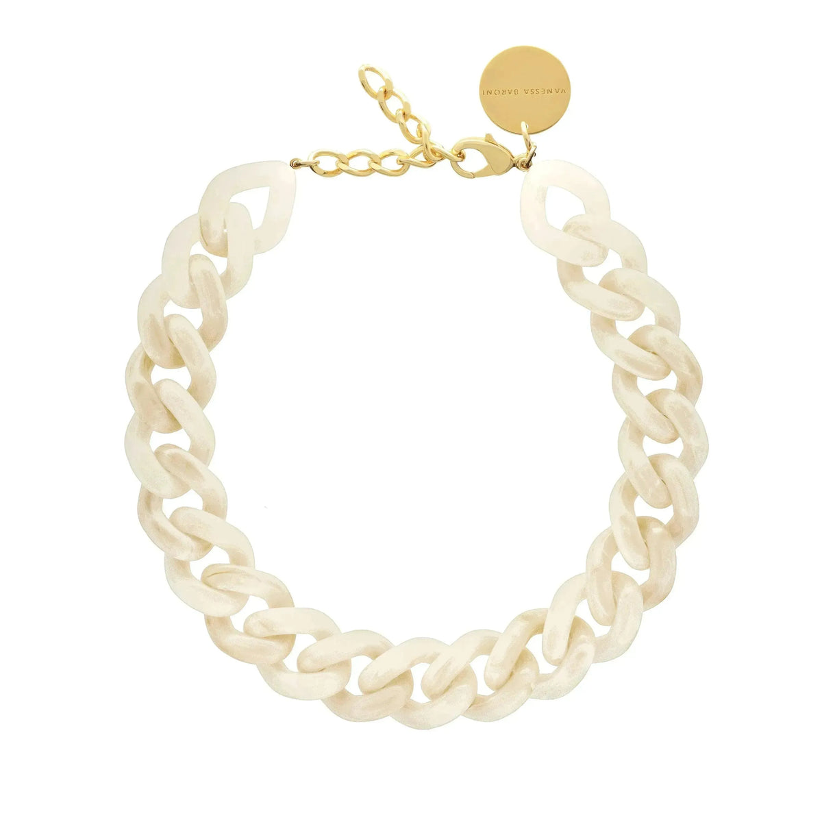 Vanessa Baroni Flat Chain Necklace in Pearl Marble