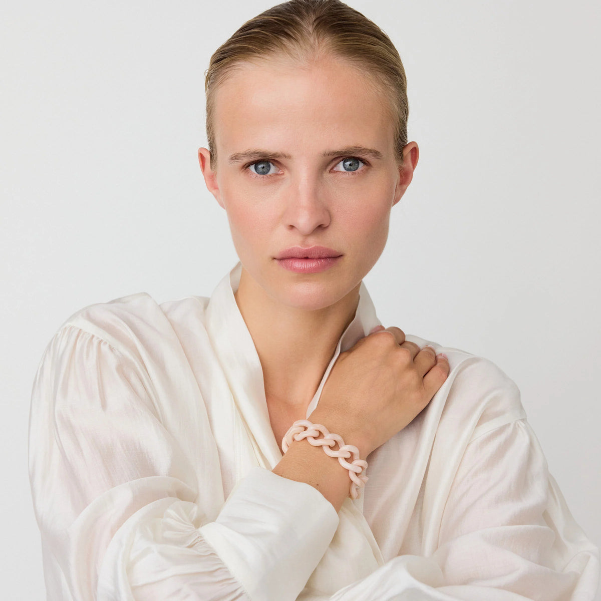 Vanessa Baroni Mini Flat Chain Bracelet in Ivory rose Marble