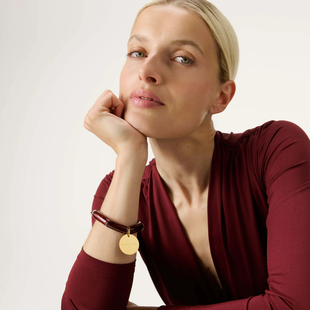 Vanessa Baroni Flex Bracelet in Bordeaux Marble