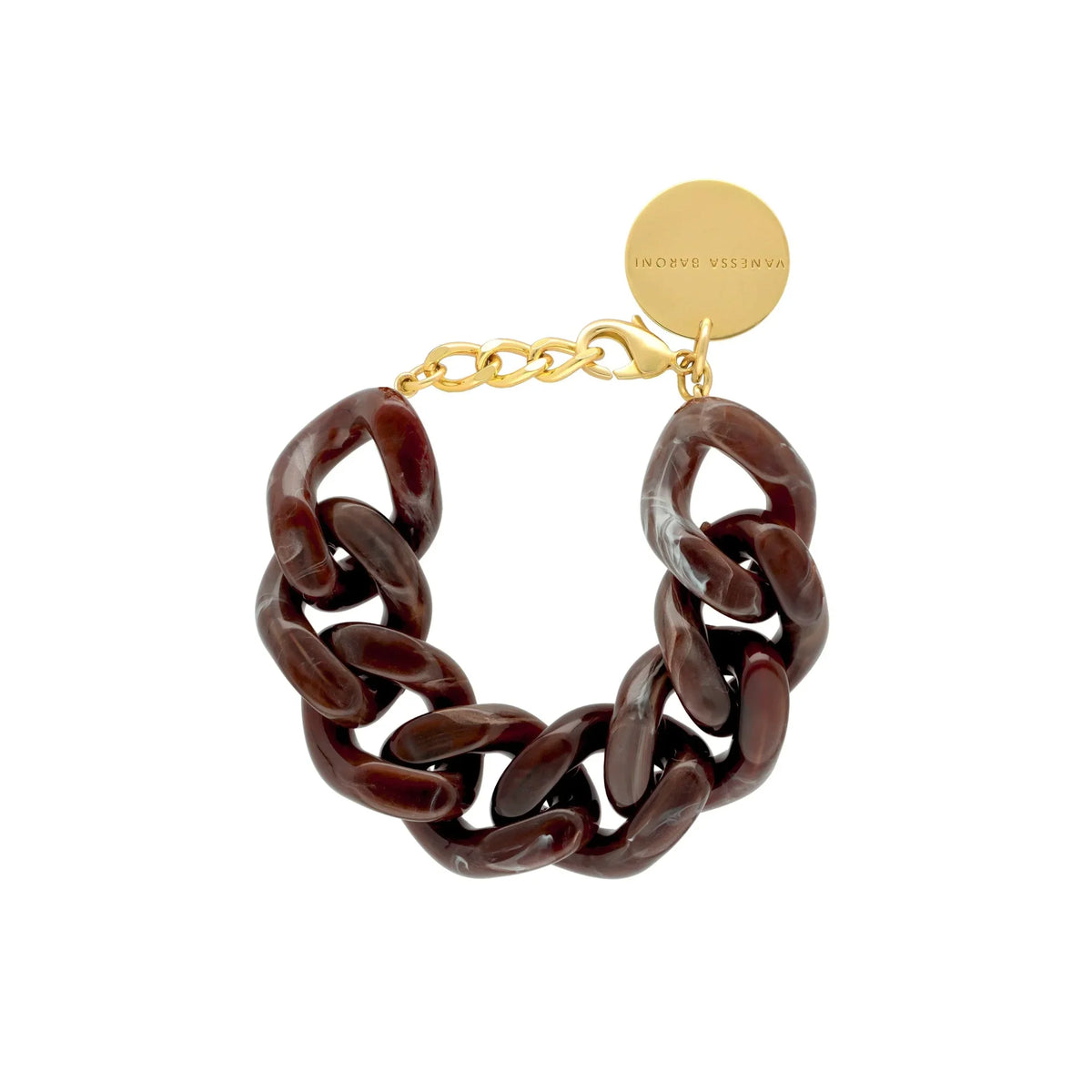 Vanessa Baroni Great Flat Chain Bracelet in Dark Brown Marble