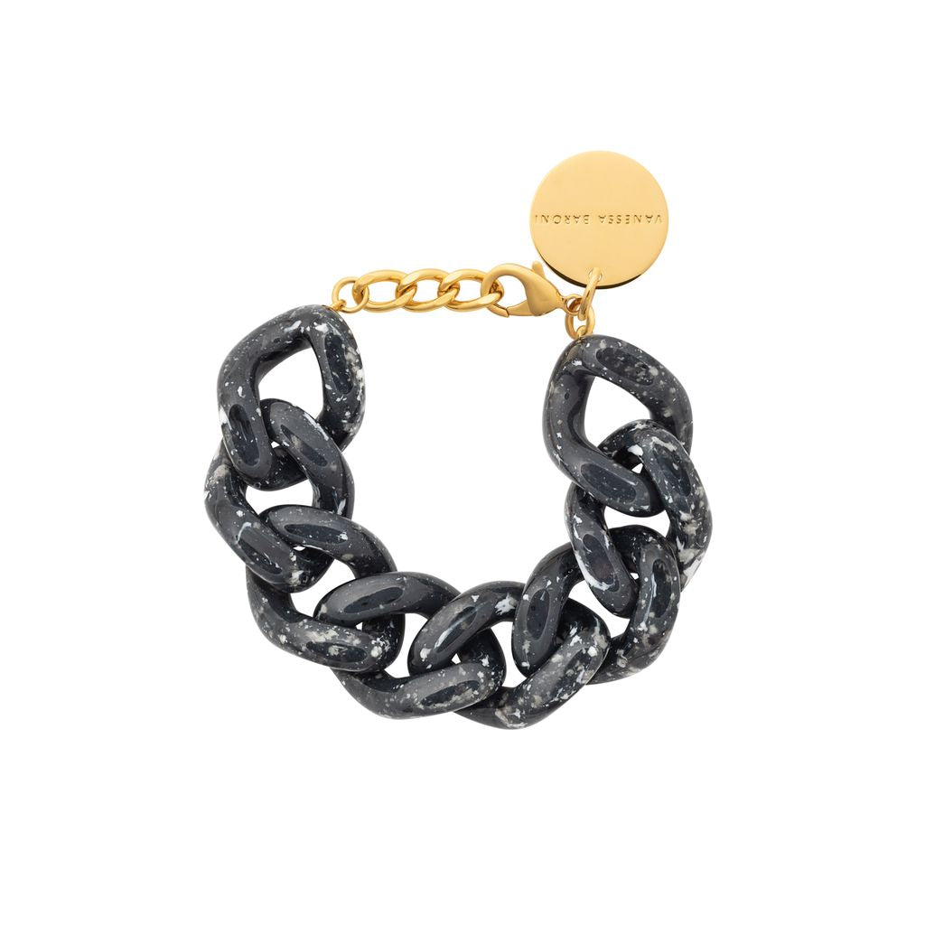 Vanessa Baroni Great Flat Chain Bracelet in Black Marble
