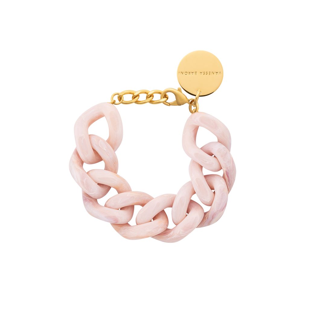 Vanessa Baroni Great Flat Chain Bracelet in Ivory Rose Marble
