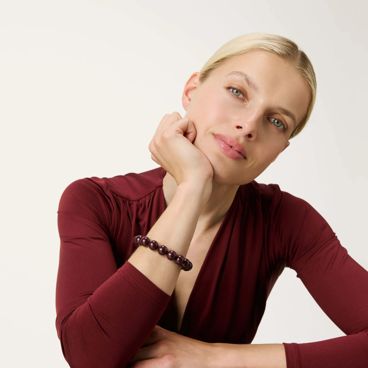 Vanessa Baroni Mini Beads Flex Bracelet in Bordeaux Marble