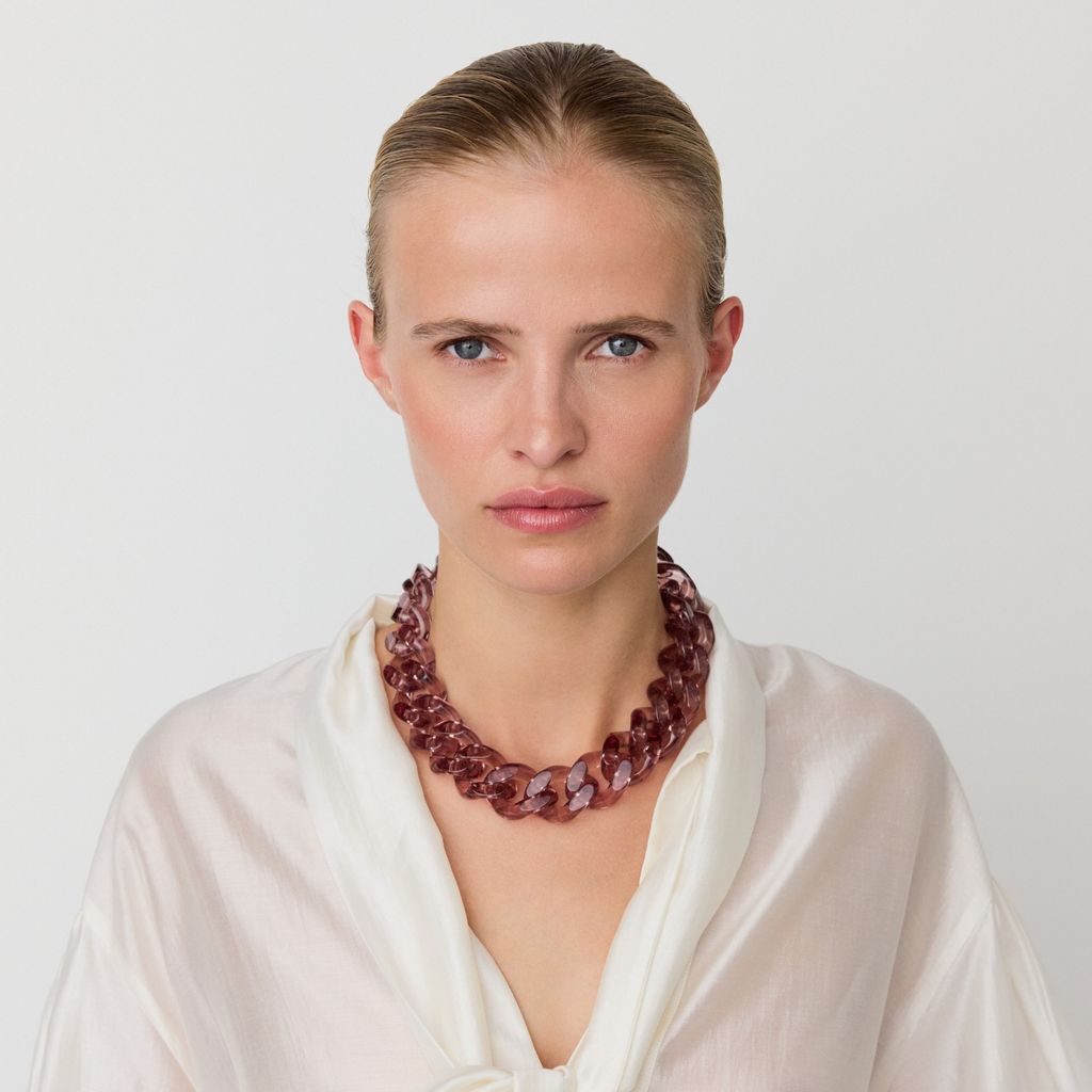 Vanessa Baroni Flat Chain Necklace in Clear Taupe