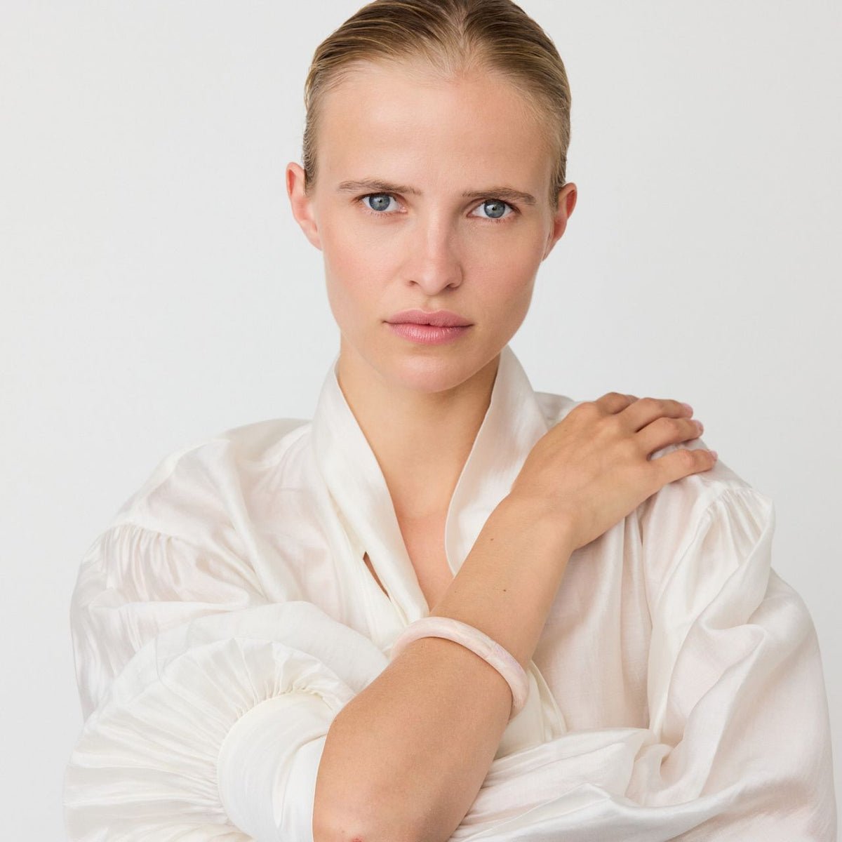 Vanessa Baroni Soft Edge Bangle in Ivory Rose Marble