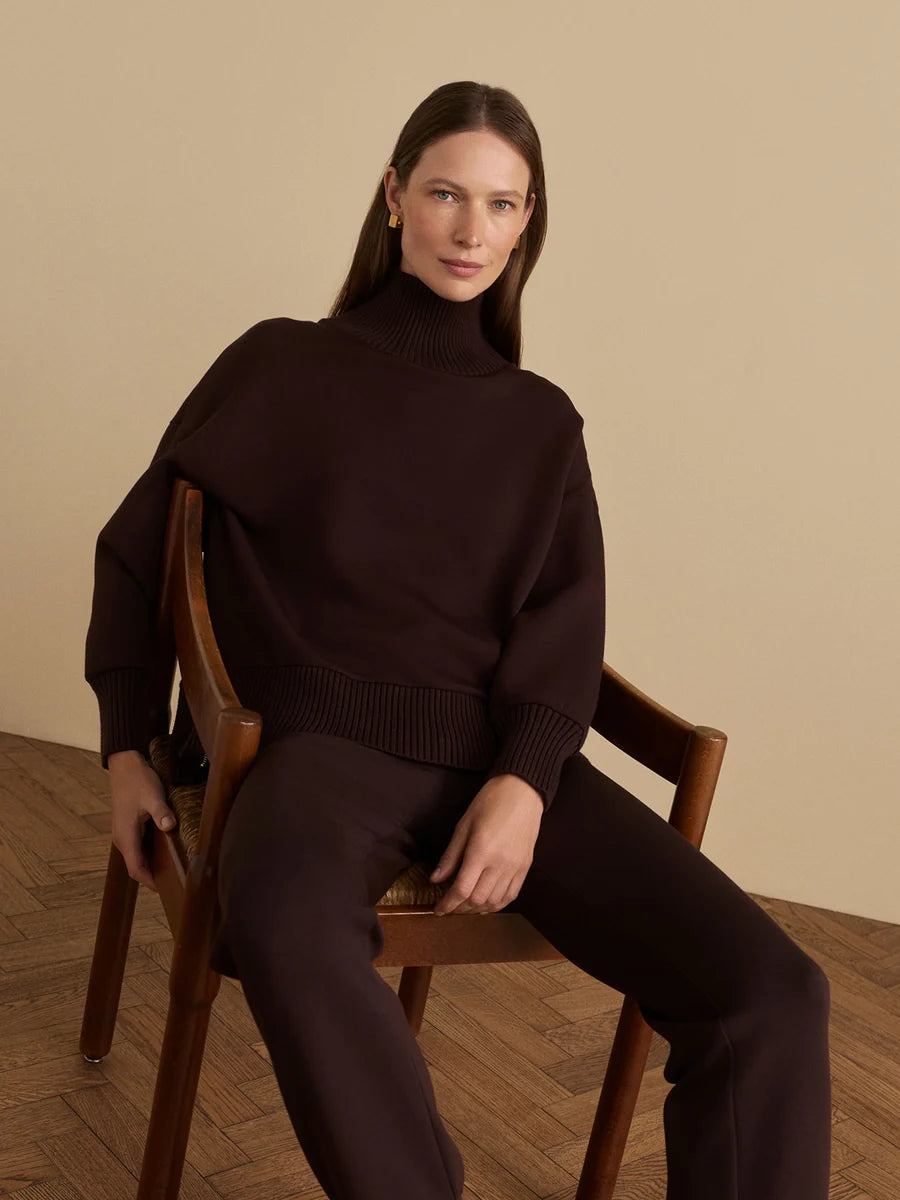 Varley Barker High Neck Sweatshirt in Coffee Bean