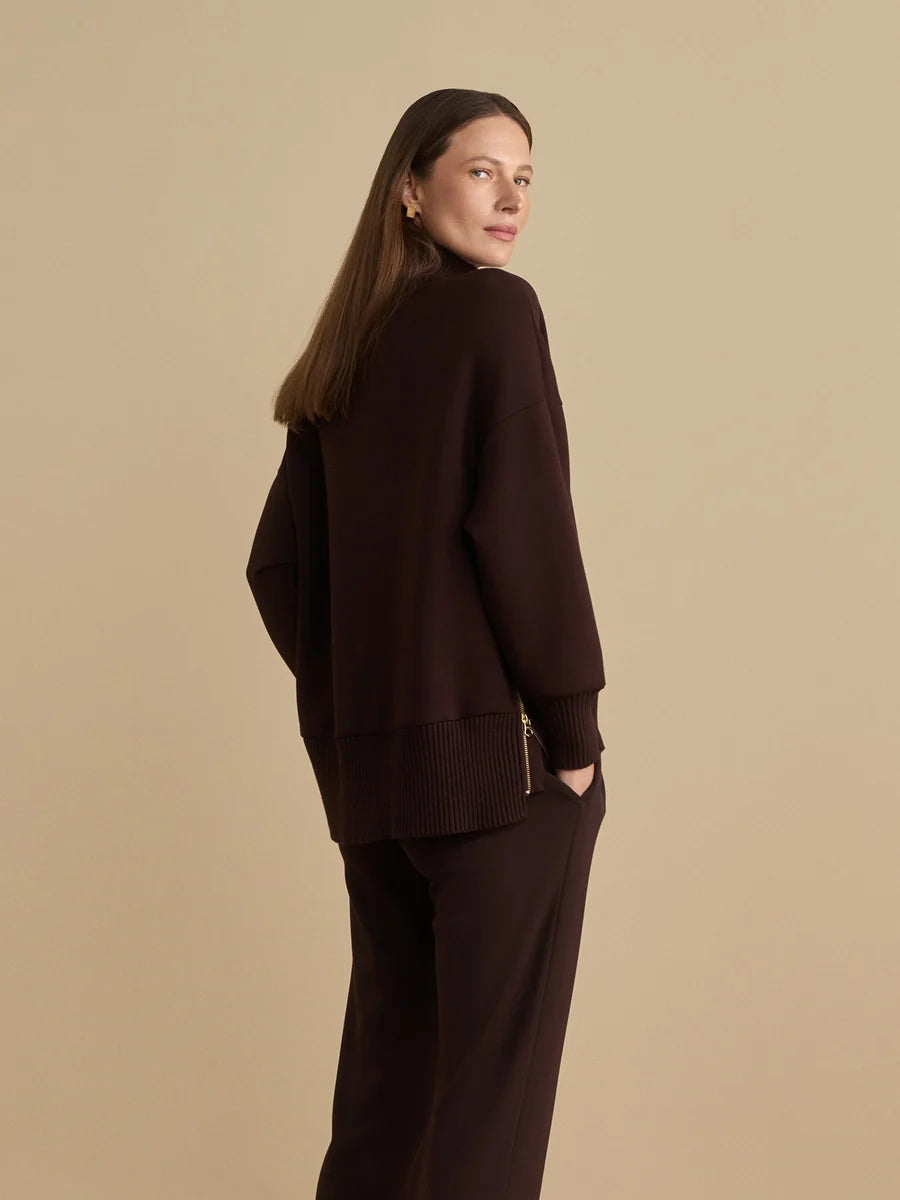 Varley Barker High Neck Sweatshirt in Coffee Bean