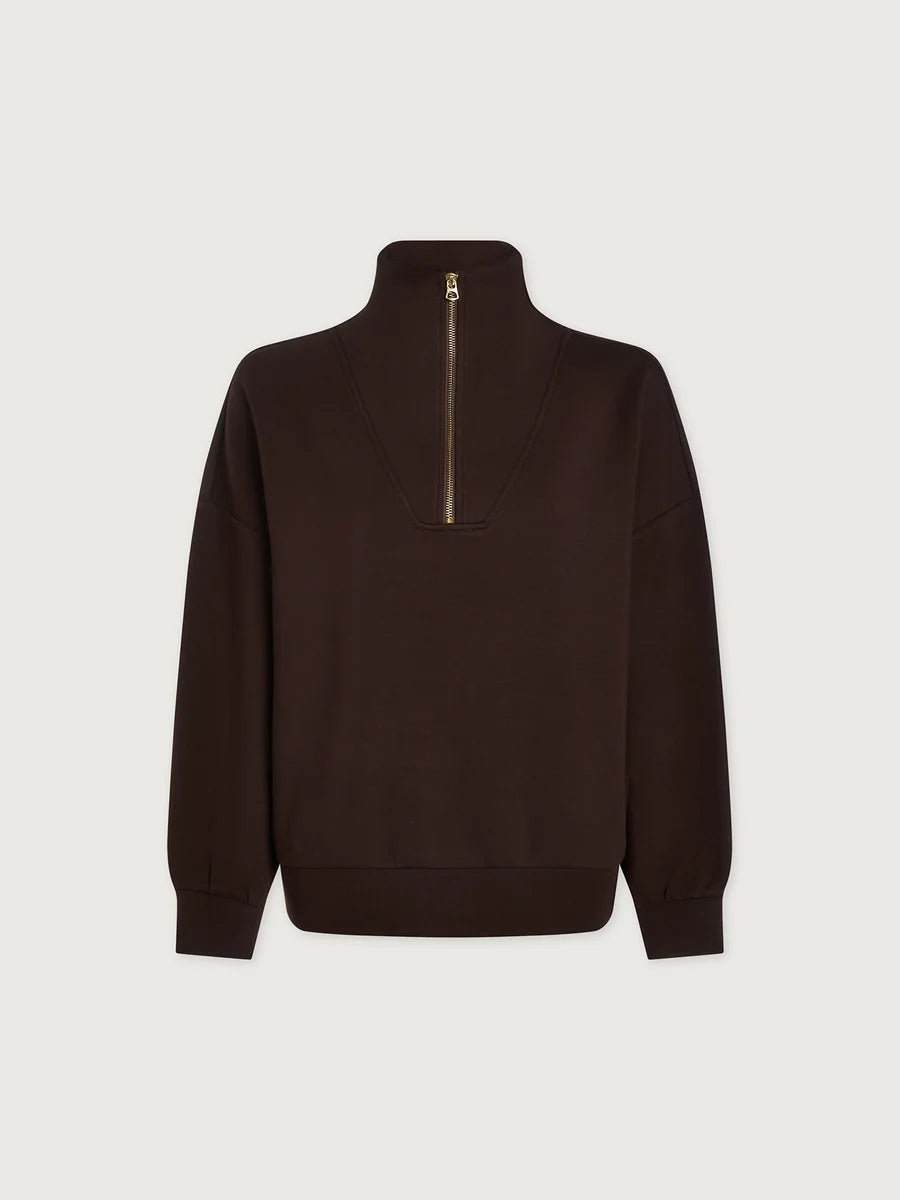 Varley Hawley Half Zip Sweatshirt in Coffee Bean