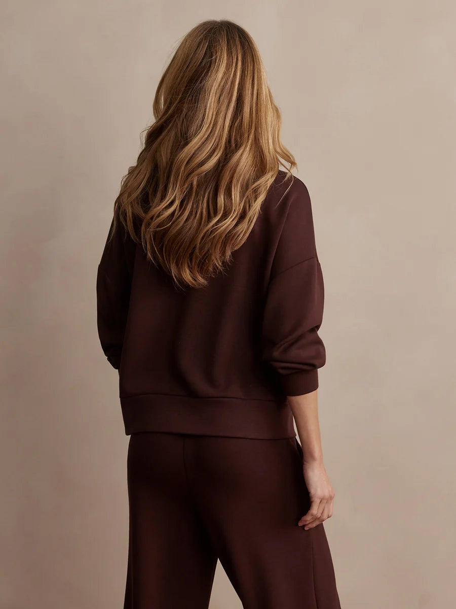 Varley Hawley Half Zip Sweatshirt in Coffee Bean