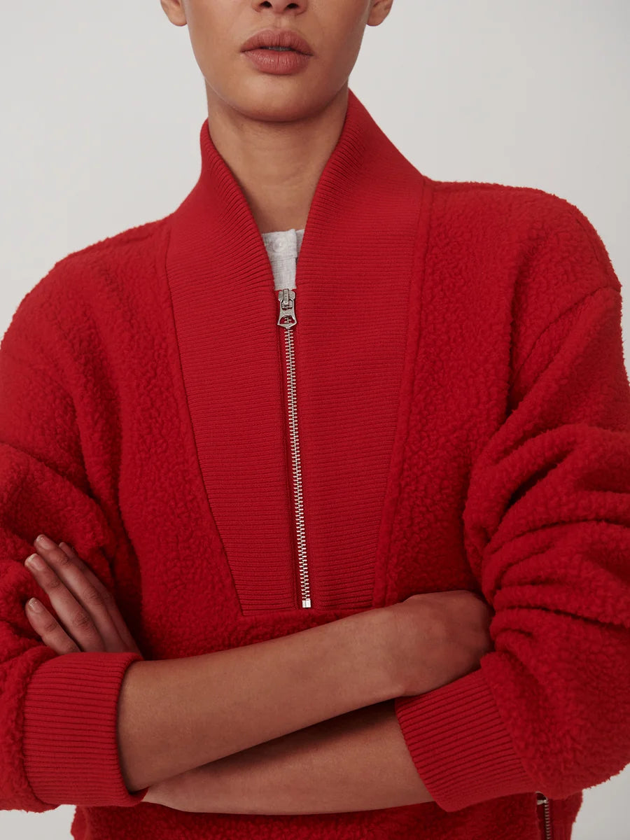 Varley Mumford Half Zip Fleece in Washed Red