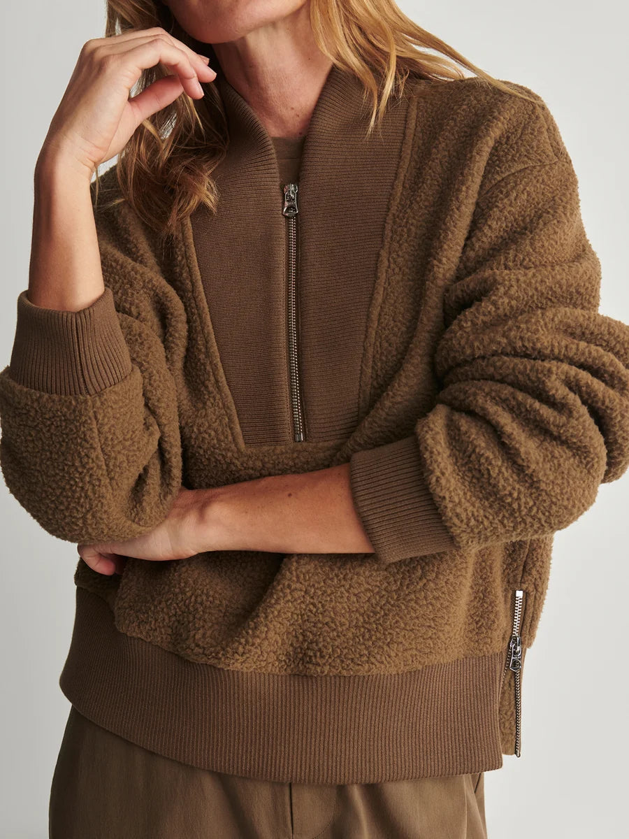 Varley Mumford Half Zip Fleece in Teak Olive