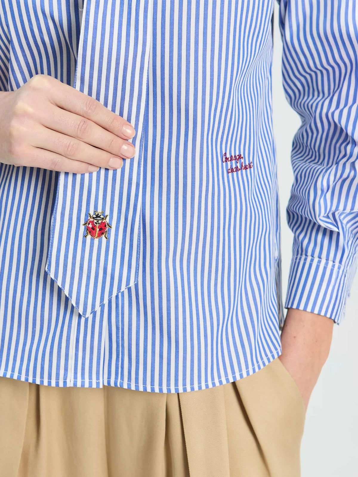 Vilagallo Blue and White Striped Shirt with tie 33818