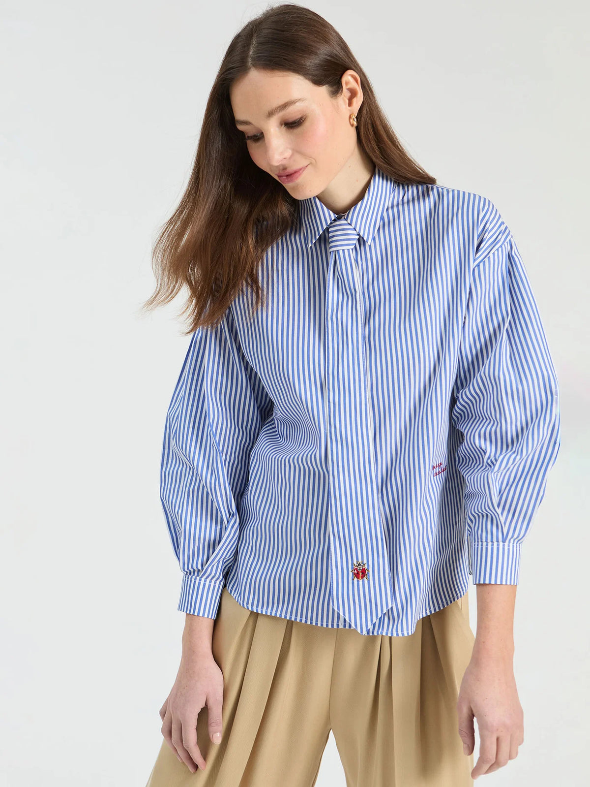 Vilagallo Blue and White Striped Shirt with tie 33818
