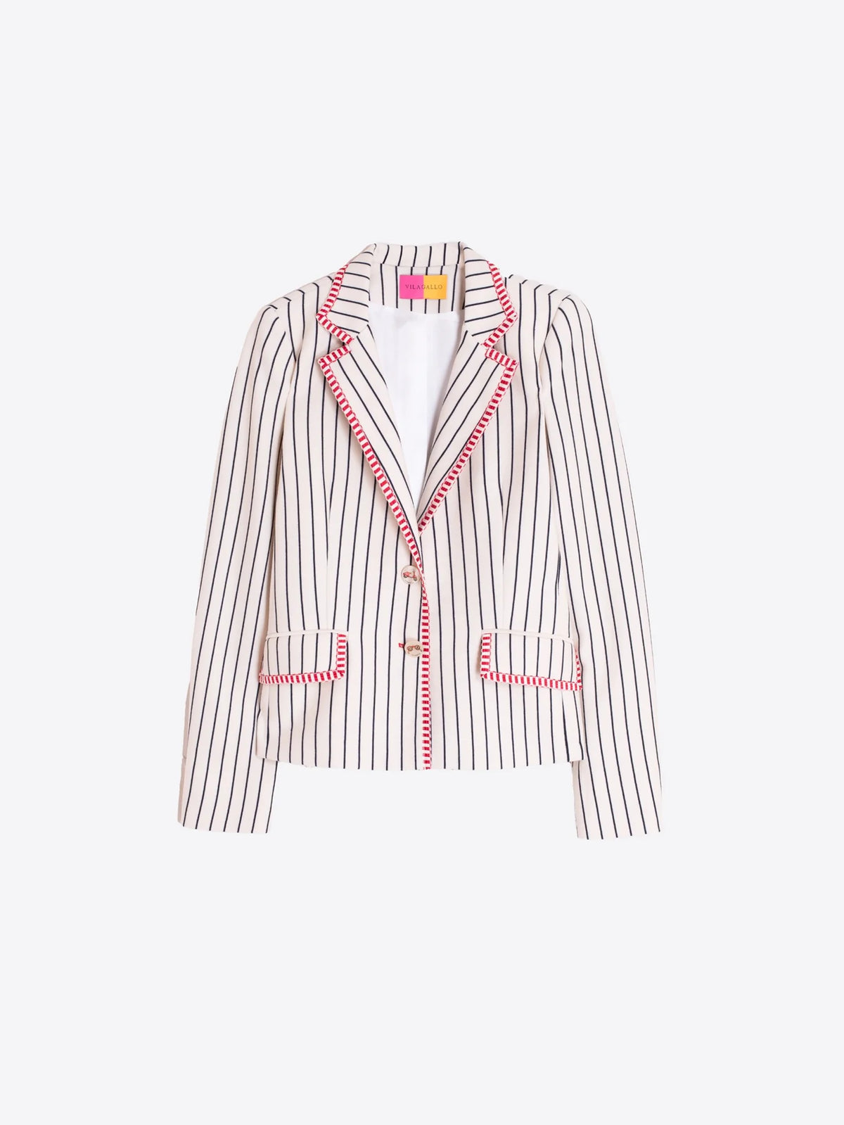 Vilagallo Striped Blazer In Navy With Red Trims