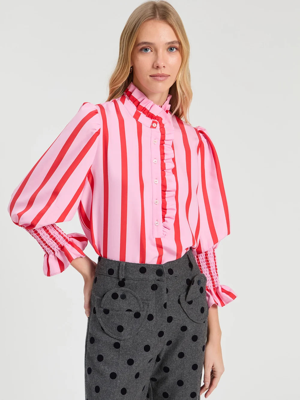 Villigalo Striped Shirt in Red and Pink