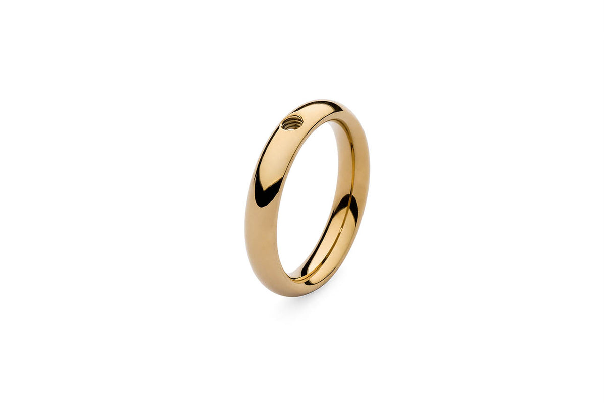 Qudo Gold Plated Stainless Steel Plain Ring