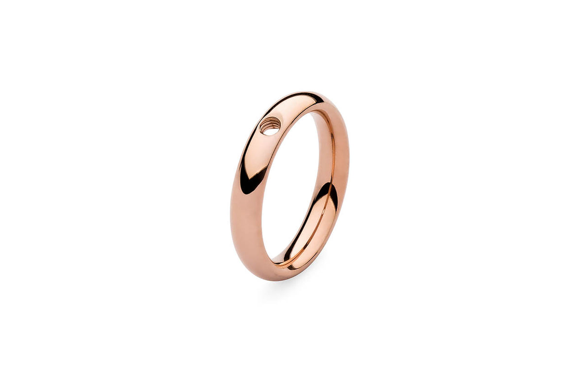 Qudo Rose Gold Plated Stainless Steel Plain Ring